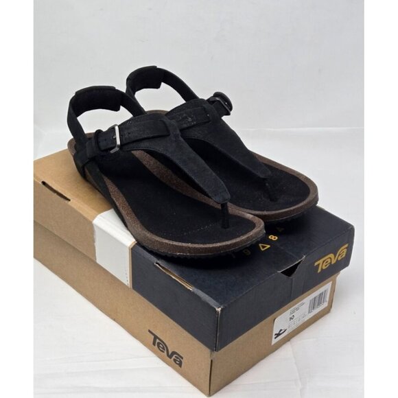 Teva Mahonia 3 Point Wedge black Sandal Women's size 10 - Picture 1 of 9